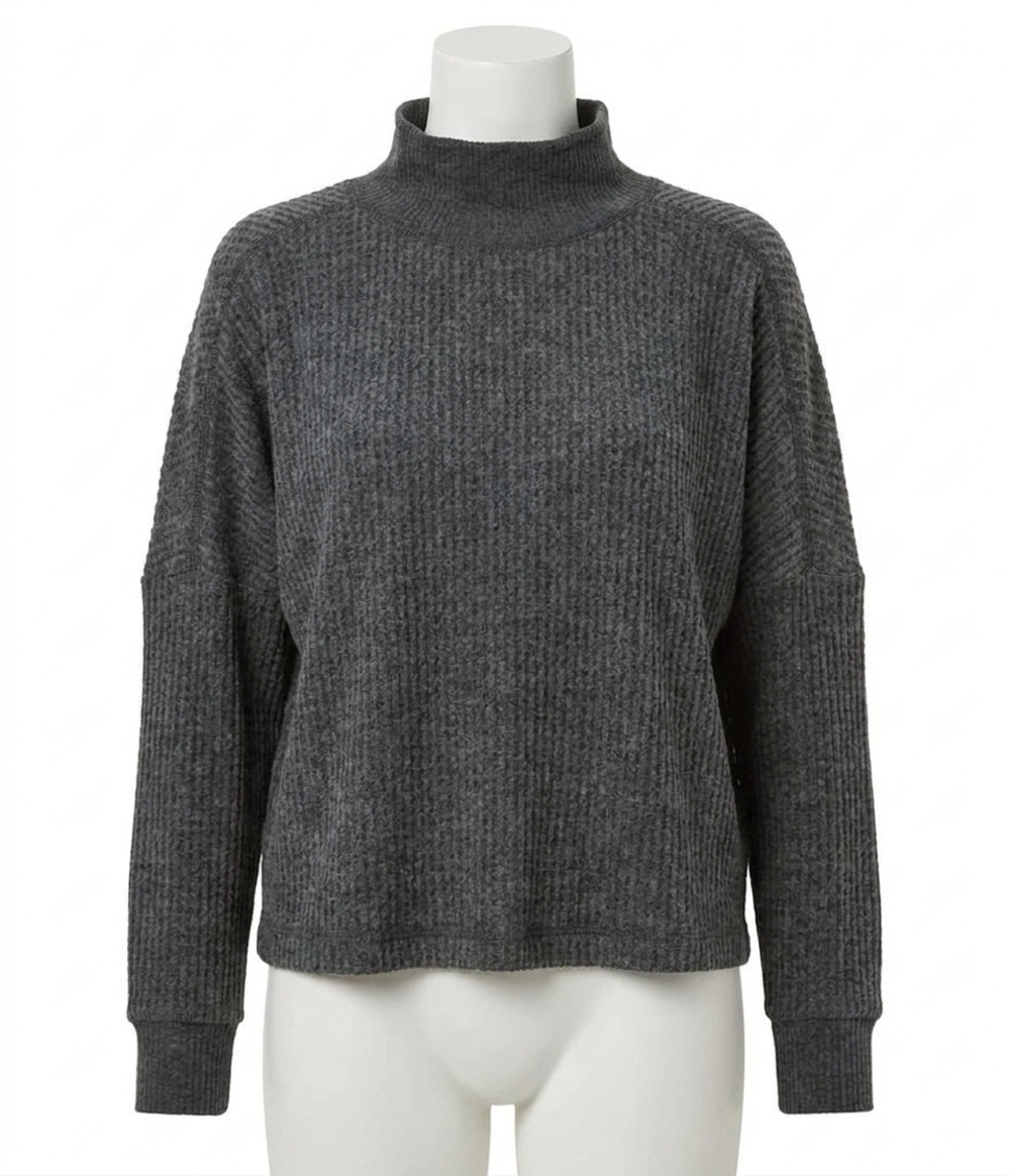 NEW MICHAEL STARS wynn turtleneck long sleeve sweater in charcoal